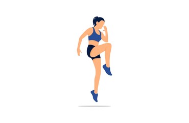 woman in blue bra exercising vector art illustration