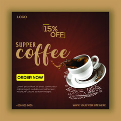 Coffee social media banner design. creative, Modern, vector, Template, social media post. banner set, a cup of aromatic cappuccino advertisement concept.