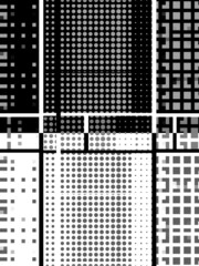 black and white  grid dot and spot pattern  split positive and negative inverted design