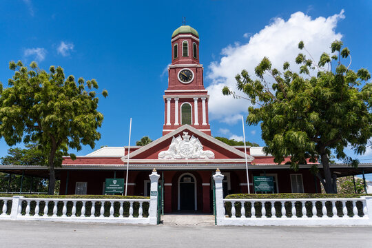 Bridgetown, Barbados: Garrison Savannah, Main Guard House at largest British military complex in Caribbean. Now horse racing venue and Headquarters Barbados legion at Garrison Historic Area.