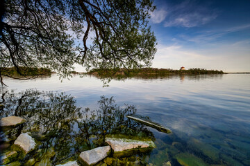 Stunning wide angle landscapes of south easter Ontario Canada featuring Lake Ontario with calm...
