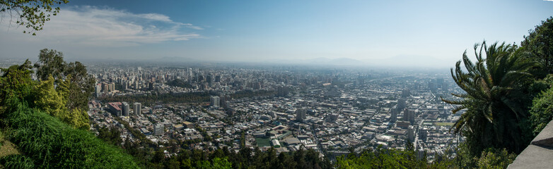 Fototapeta na wymiar Aerial view of a city and The Andes mountain in the background, Santiago
