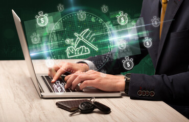 business hand working in stock market