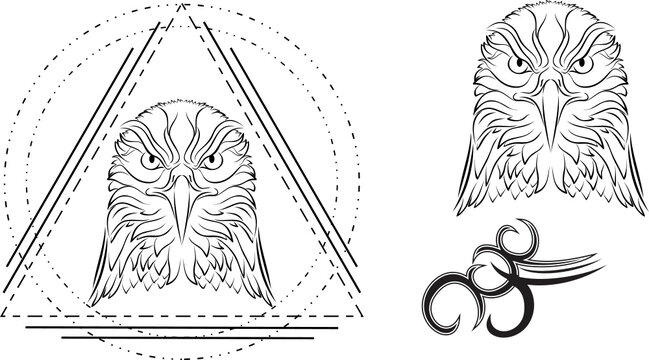 eagle head tattoo pack illustration in vector format