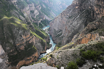 North-eastern Caucasus. The Republic of Dagestan. A fragment of the Sulak River in the famous Sulak Canyon.