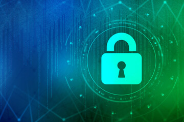 2d illustration Safety concept: Closed Padlock on digital background

