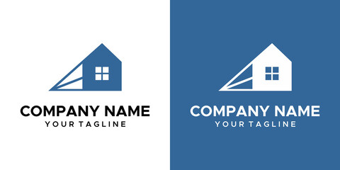 a moving house-themed graphic, on a blue and white background. vector graphics base.