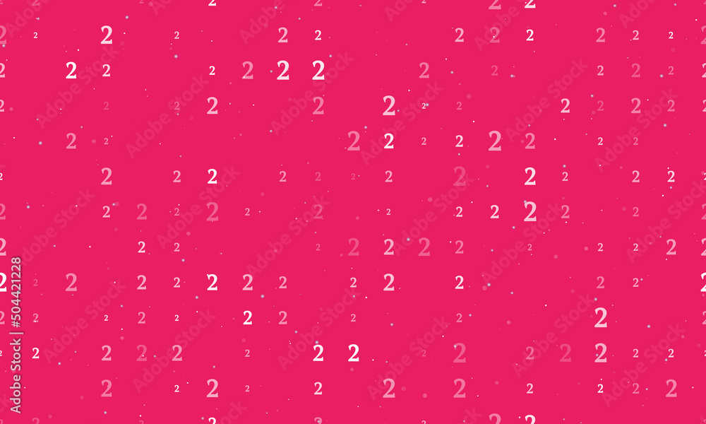 Poster seamless background pattern of evenly spaced white number two symbols of different sizes and opacity