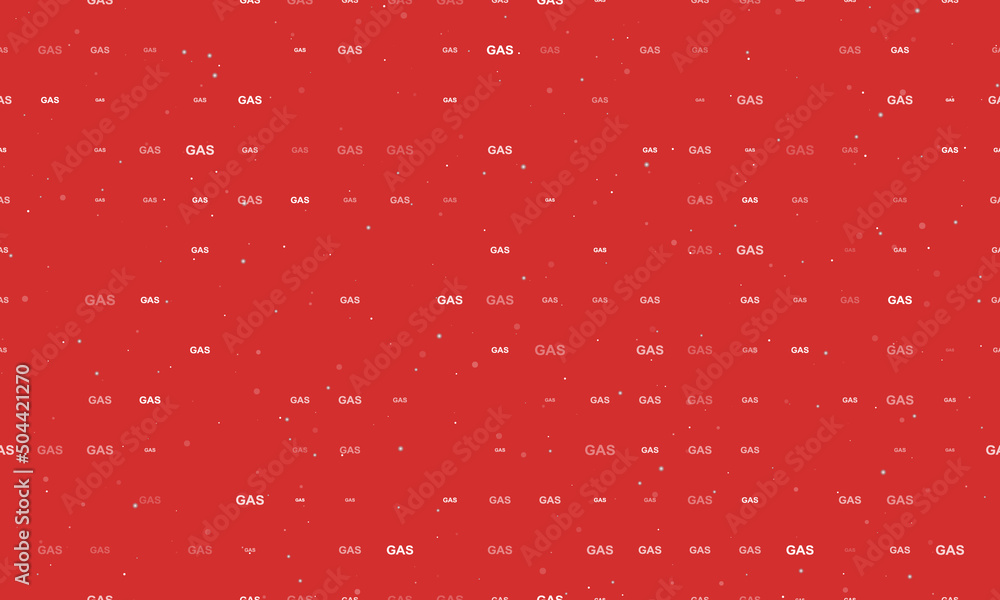 Poster seamless background pattern of evenly spaced white gas text symbols of different sizes and opacity. 