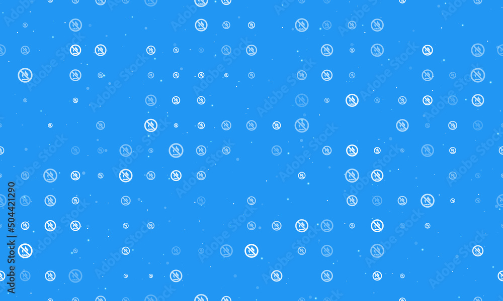 Poster seamless background pattern of evenly spaced white no gas symbols of different sizes and opacity. ve