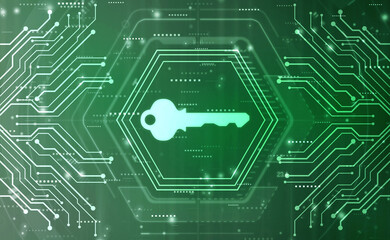 2d illustration digital abstract technology digital future cyber security key