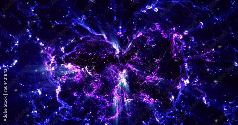 Wall mural abstract view from space on a galaxy with stars. blue wallpaper, the universe is filled with nebulae