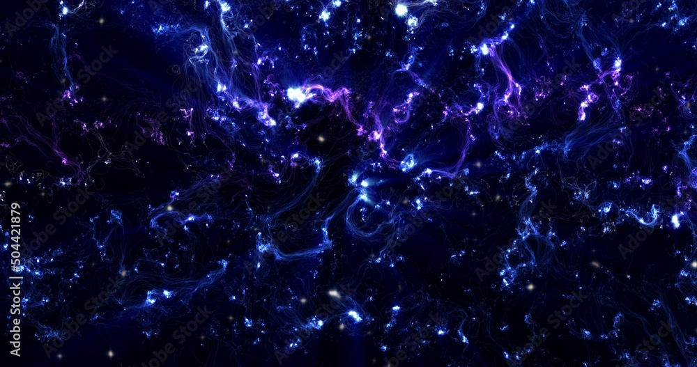 Wall mural abstract view from space on a galaxy with stars. blue wallpaper, the universe is filled with nebulae