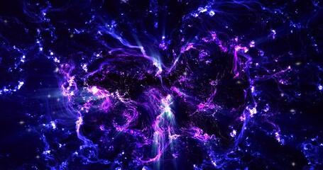 Abstract View from space on a galaxy with stars. blue wallpaper, the universe is filled with nebulae and galaxies. Panoramic shot, wide format. abstract sky background. copy spase