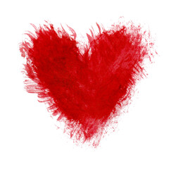 Grunge Red heart. Element for design, holiday, postcard, poster, banner, illustration. Watercolor heart. Beautiful symbol of love.
