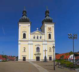 Town Bystrice nad Pernstejnem, Moravia, Czech Republic - Masaryk square and church of St. Lawrence...