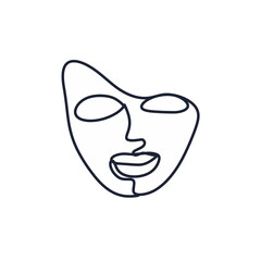 Continuous one line drawing of abstract face minimalism