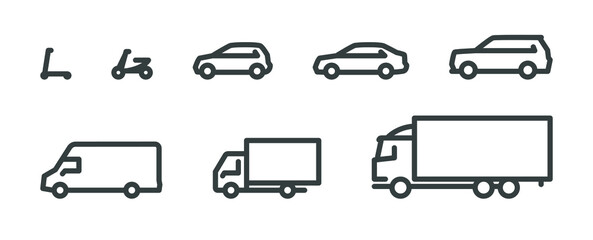 Obraz premium Transportation icon set outline