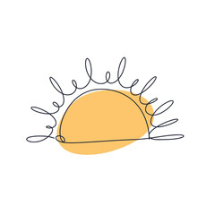 Abstract black sun thin line icon with rays isolated on white background