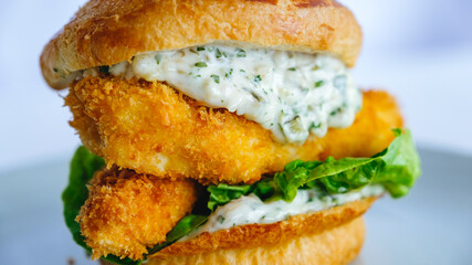 Fish burger close-up