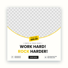 Tools shop power machine instagram post banner template