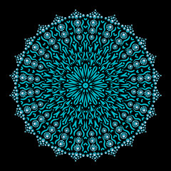 Mandala. Colored vector illustration on black background.
