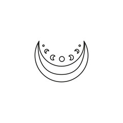 Hand drawn bohemian crescent with moon phases.