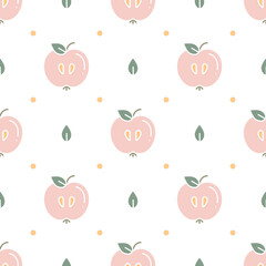 Seamless pattern with simple minimalistic icons of apple fruit for prints, wallpapers, mobile concepts and web apps