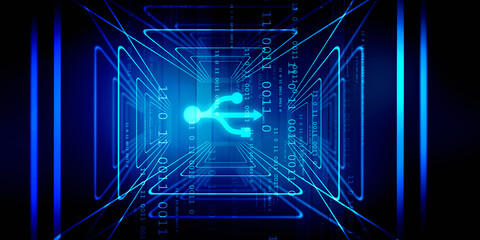 2d rendering USB icon sign