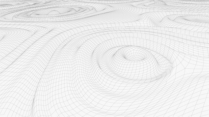 Abstract wave surface wireframe retro pattern. Abstract 3d vector wireframe background.