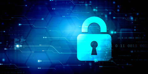2d illustration Safety concept: Closed Padlock on digital background