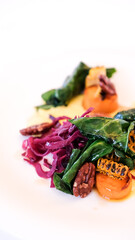 Gourmet food on white background