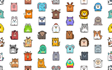Obraz premium Seamless pattern with Animals icons. Animal icons set. Icon design. Template elements