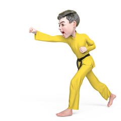 karate boy cartoon is doing a angry punch