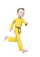 karate boy cartoon is running