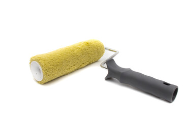 Paint roller to paint rough facades and concrete or cement walls. Isolated on white background.