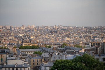 Fototapeta na wymiar Landscape of Paris from Montmartre hills. Daylight shot