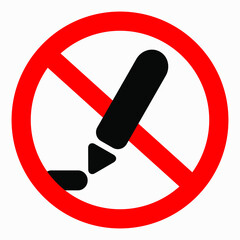 Do not write icon. Pen ban. No editing. The handle is crossed out. Vector icon.