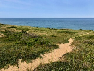 Path through the sand dunes leading to a beach on Cape Cod