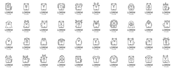 Animals logos collection. Animal logo set. Icon design 