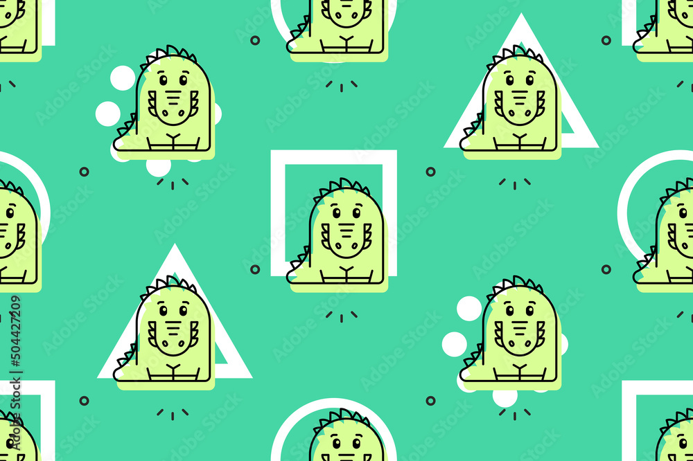 Poster seamless pattern with crocodiles. icon design. template elements