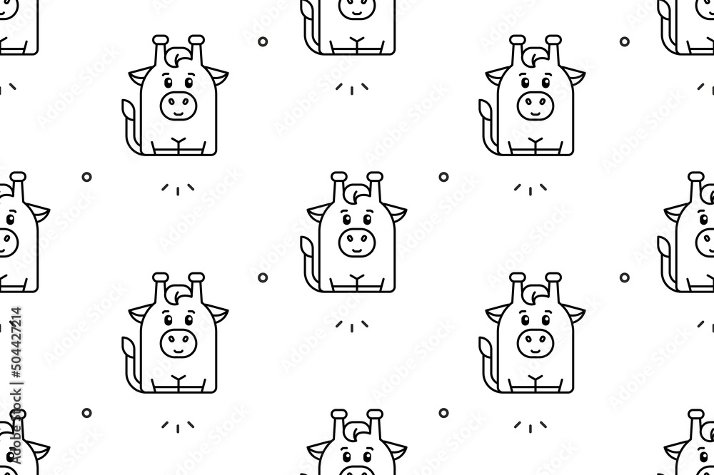 Poster seamless pattern with giraffes. icon design. template elements