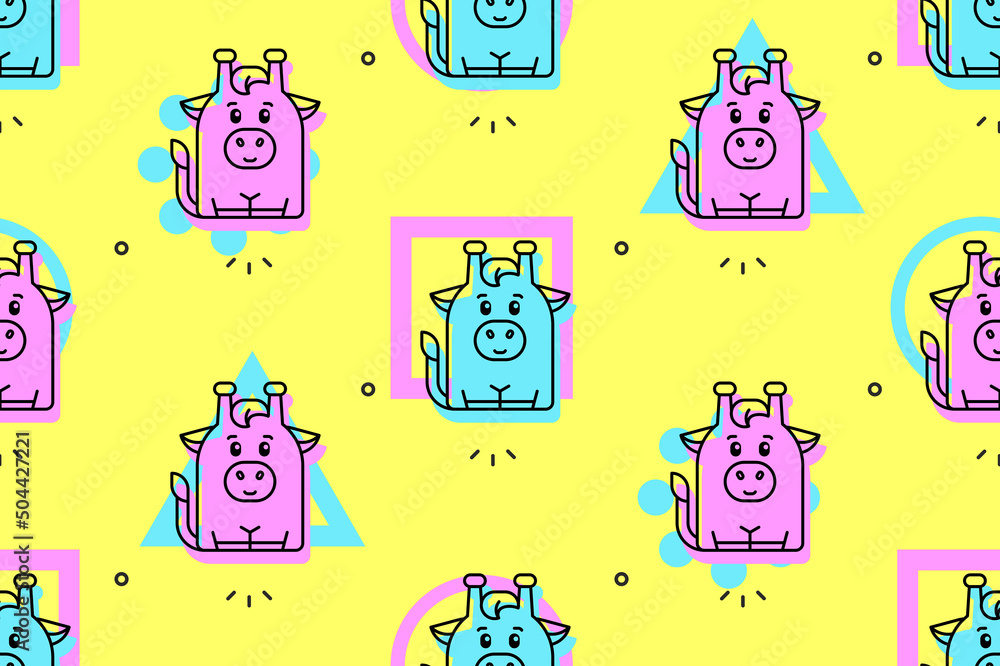 Poster seamless pattern with giraffes. icon design. template elements