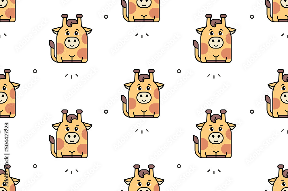 Poster seamless pattern with giraffes. icon design. template elements