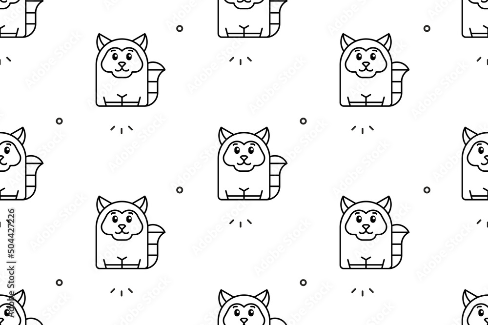 Poster seamless pattern with raccoons. icon design. template elements