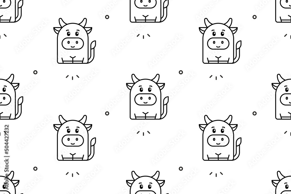 Poster Seamless pattern with Cows. Icon design. Template elements