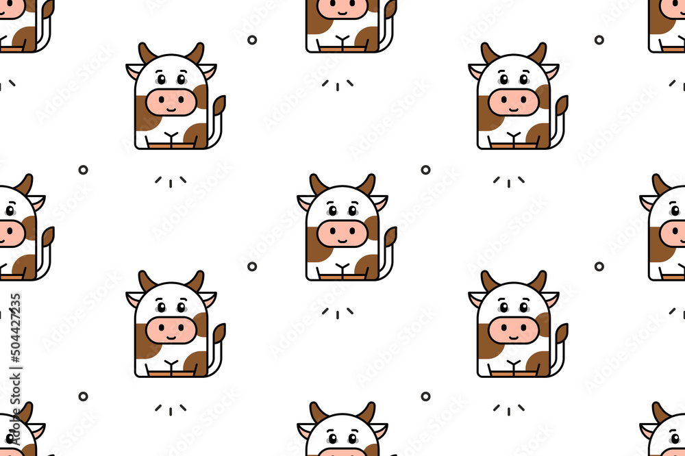 Poster Seamless pattern with Cows. Icon design. Template elements