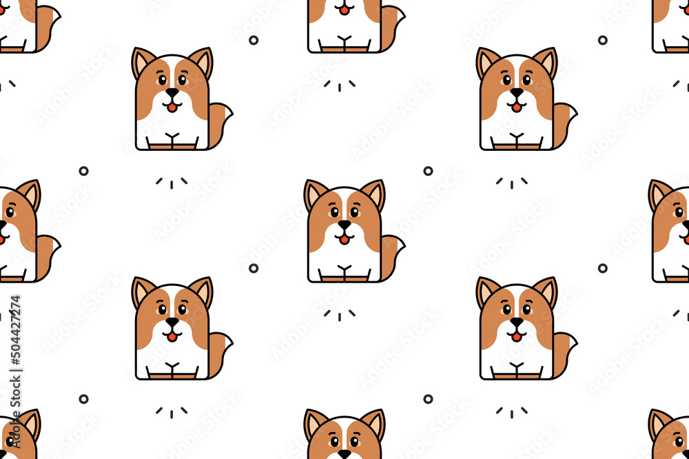 Poster seamless pattern with dogs. icon design. template elements