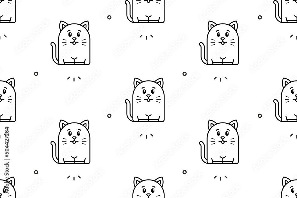 Poster seamless pattern with cats. icon design. template elements