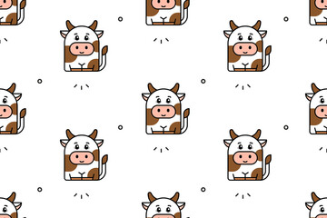 Seamless pattern with Cows. Icon design. Template elements